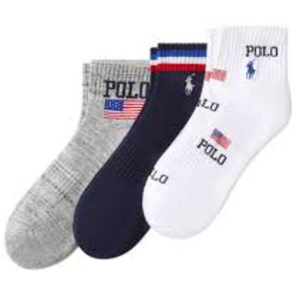 Polo Ralph Lauren Big & Tall Polo USA Quarter Socks 3-Pack - Picture 2 of 3
